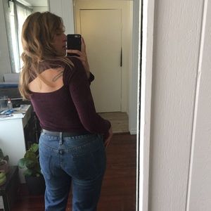 Plum-colored Long Sleeve ALC Linen Top